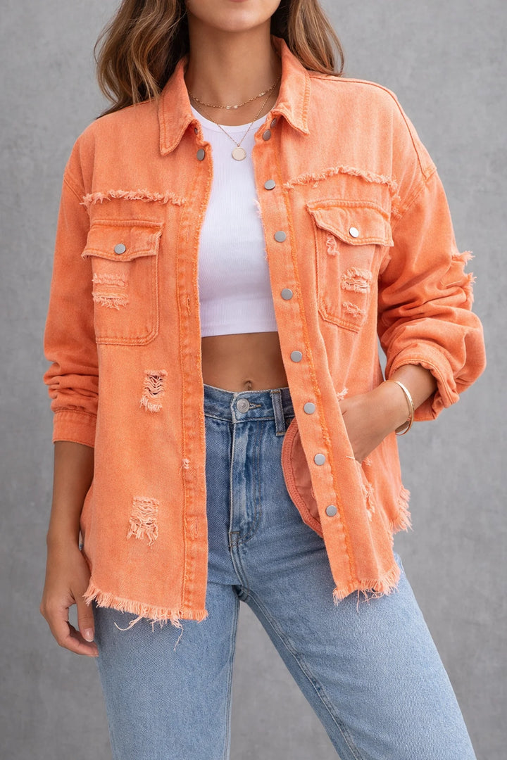 Womens Vintage Inspired Denim Jacket Relaxed Fit
