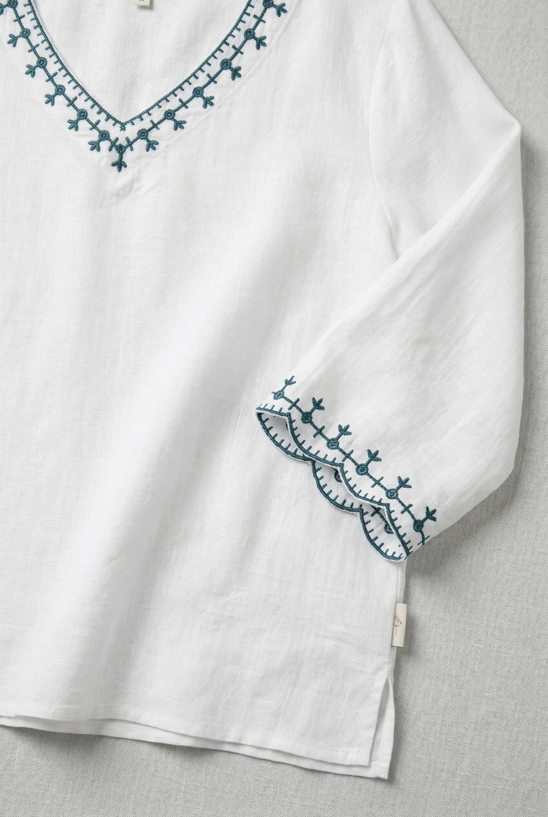 Womens Embroidered V Neck Blouse for Summer