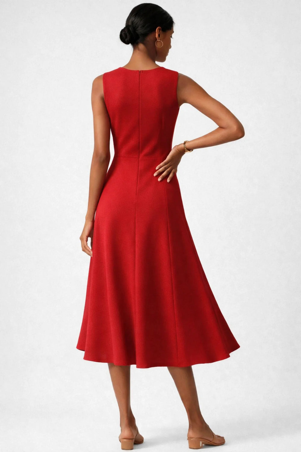 Draped Asymmetric Midi Dress with Flowing Hemline
