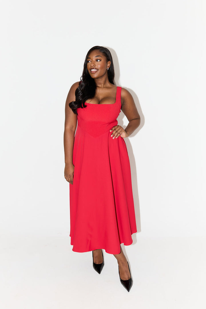 Timeless Flowy Midi Dress with Relaxed Silhouette