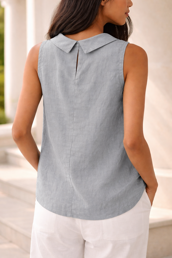 Womens Sleeveless Roll Collar Summer Top